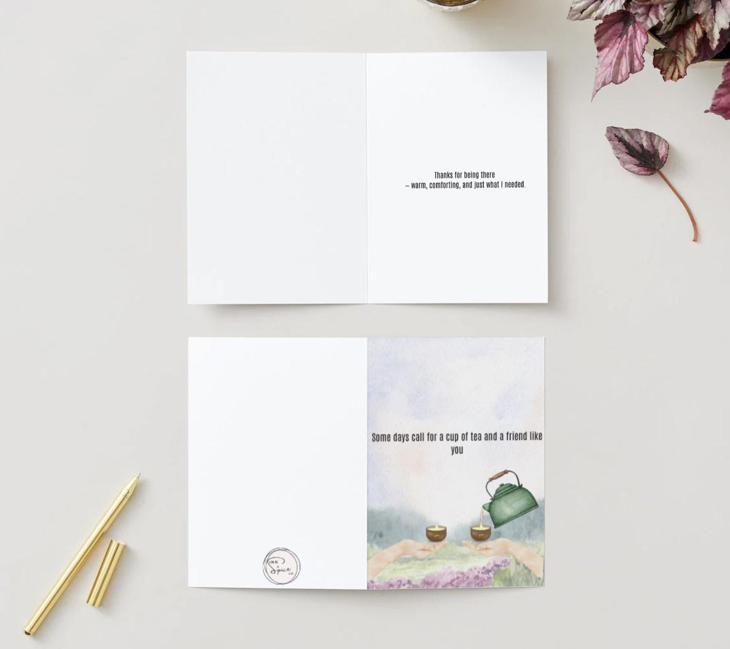 Thank you card: 'Some days call for a cup of tea and a friend like you'