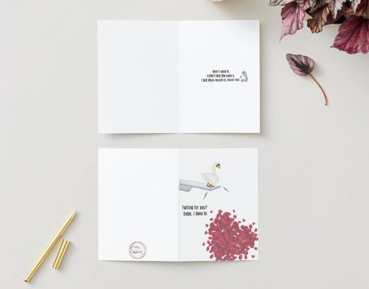 I love you card ‘Falling for you? Babe, I dove in’ - Ink & Spice co Cards