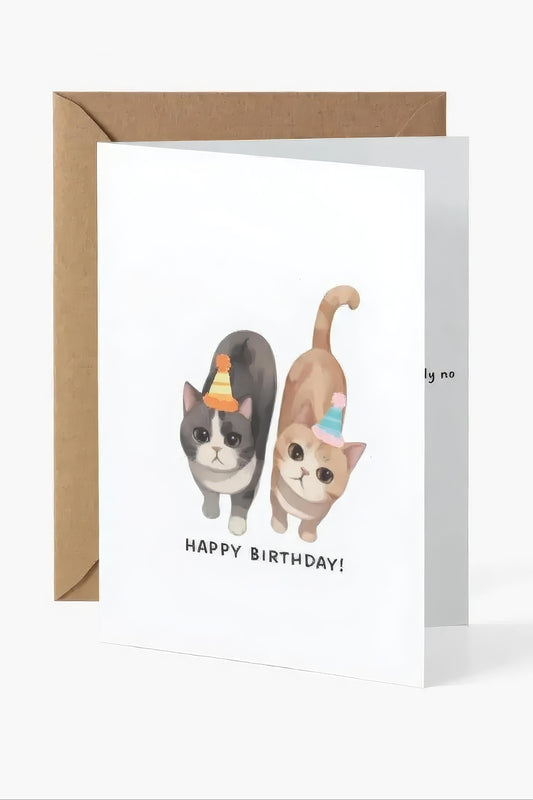 Cat themed happy birthday card: 'Heard it someones birthday...'