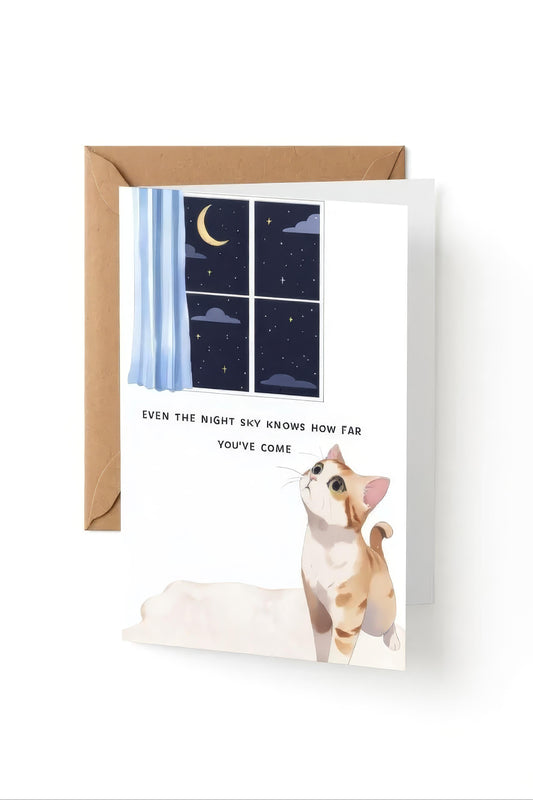 Im proud of you card: 'Even the night sky knows how far you've come'