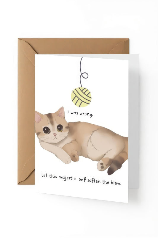 Im sorry card: 'I was wrong. Let this majestic loaf soften the blow.'